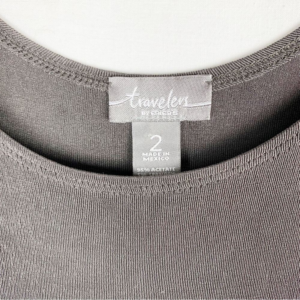 CHICO'S Travelers Slinky Knit Sleeveless Tank Top Dark Taupe Size L - Picture 2 of 5